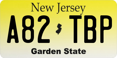 NJ license plate A82TBP