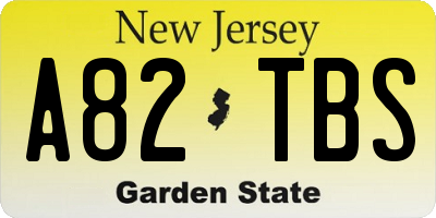 NJ license plate A82TBS
