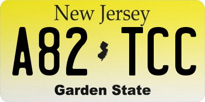 NJ license plate A82TCC