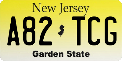 NJ license plate A82TCG