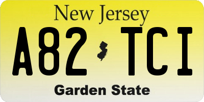 NJ license plate A82TCI