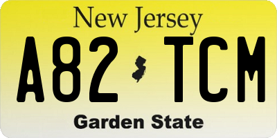 NJ license plate A82TCM