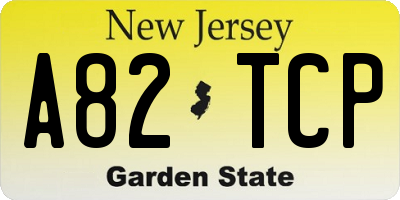 NJ license plate A82TCP