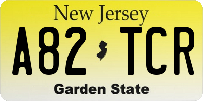 NJ license plate A82TCR