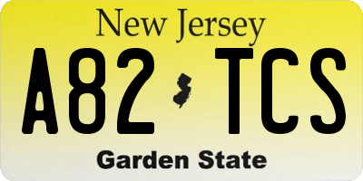NJ license plate A82TCS