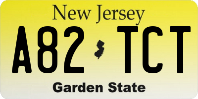 NJ license plate A82TCT