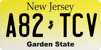 NJ license plate A82TCV
