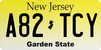 NJ license plate A82TCY
