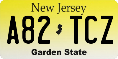 NJ license plate A82TCZ