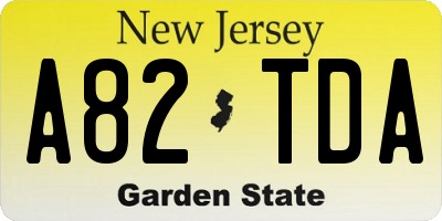 NJ license plate A82TDA
