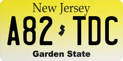 NJ license plate A82TDC