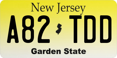 NJ license plate A82TDD