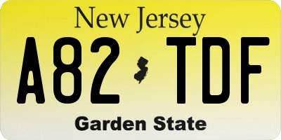 NJ license plate A82TDF