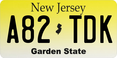 NJ license plate A82TDK