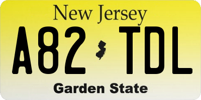 NJ license plate A82TDL