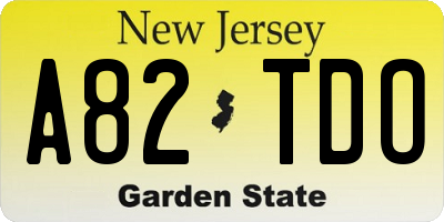 NJ license plate A82TDO