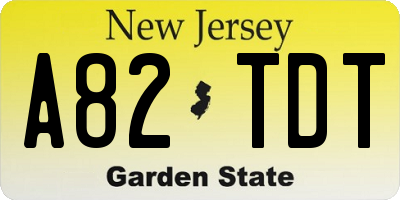 NJ license plate A82TDT