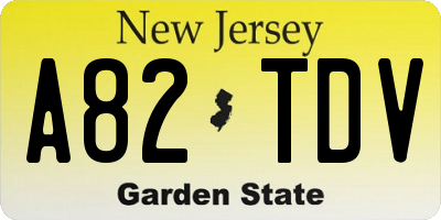 NJ license plate A82TDV