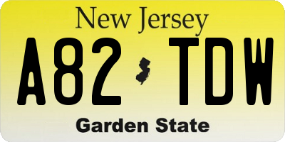 NJ license plate A82TDW