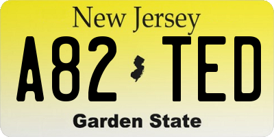 NJ license plate A82TED