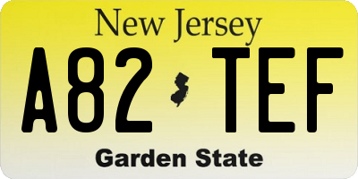 NJ license plate A82TEF
