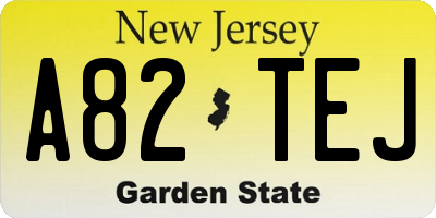 NJ license plate A82TEJ