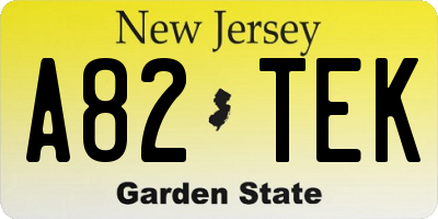 NJ license plate A82TEK