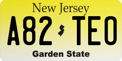 NJ license plate A82TEO
