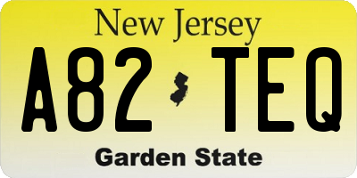 NJ license plate A82TEQ