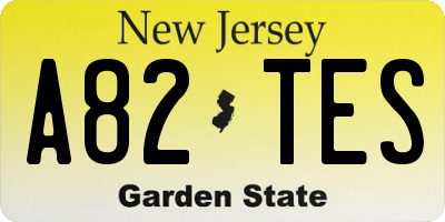 NJ license plate A82TES