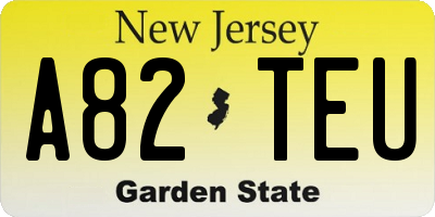 NJ license plate A82TEU