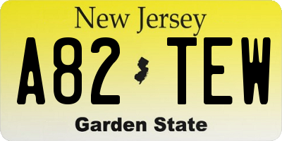 NJ license plate A82TEW