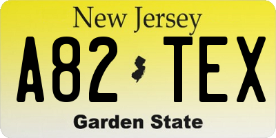 NJ license plate A82TEX