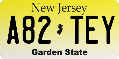 NJ license plate A82TEY
