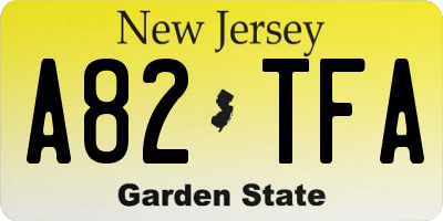 NJ license plate A82TFA