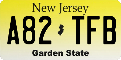 NJ license plate A82TFB