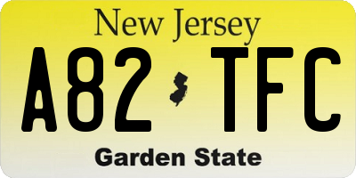 NJ license plate A82TFC