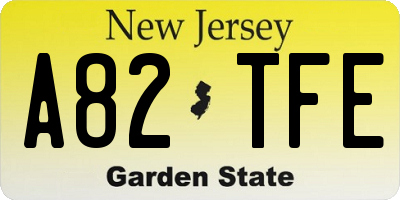 NJ license plate A82TFE