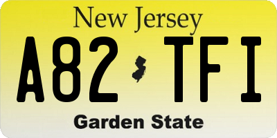 NJ license plate A82TFI
