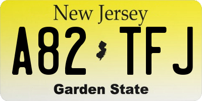 NJ license plate A82TFJ