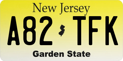 NJ license plate A82TFK