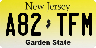 NJ license plate A82TFM