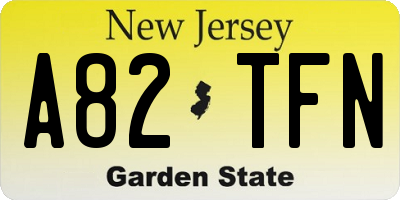 NJ license plate A82TFN
