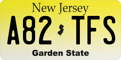 NJ license plate A82TFS