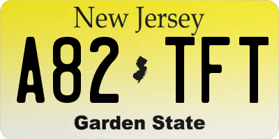 NJ license plate A82TFT