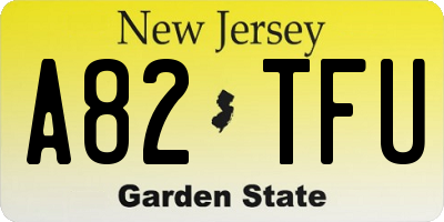 NJ license plate A82TFU