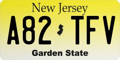 NJ license plate A82TFV