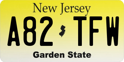 NJ license plate A82TFW
