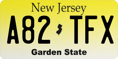 NJ license plate A82TFX