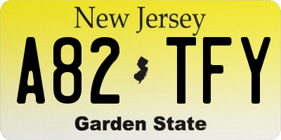 NJ license plate A82TFY